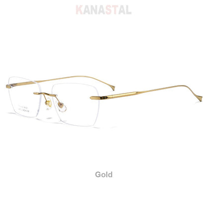 Men Pure Titanium Eyeglasses Frame Women Ultralight Rimless Glasses Blue Light Blocking Lens Prescription Myopia Reading Eyewear