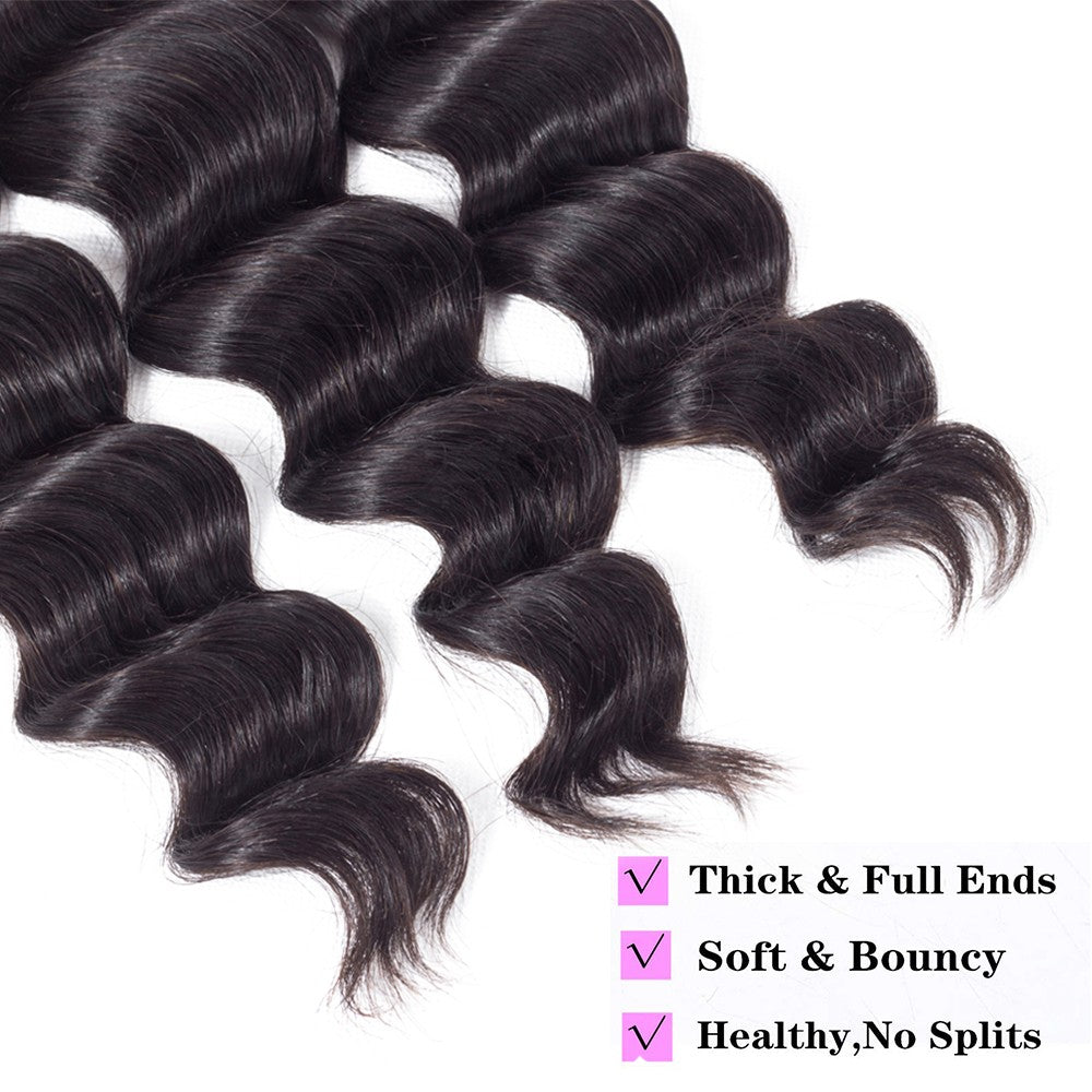 Cabelo Castanho com Fechamento, Cachos Soltos, Cabelo Humano Brasileiro Virgem 12A, Cachos Soltos e Profundos, Cabelo Cru