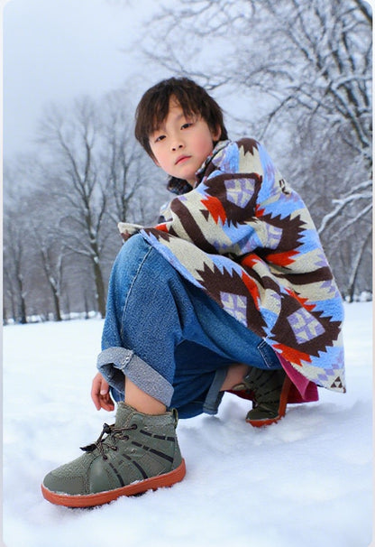 Fashion Kids Snow Boots Wide ToeBox Shoes Kid's Waterprof Barefoot Sneakers Boys Girls Warm Cotton Lightweight Non-slip Sneakers