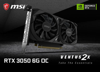 Placa de Vídeo MSI GeForce RTX 3050 VENTUS 2X 6G OC para Jogos 6GB GDDR6 96-bit HDMI DP PCI-E 4.0x8 Desktop Nova Placa de Vídeo para Jogos