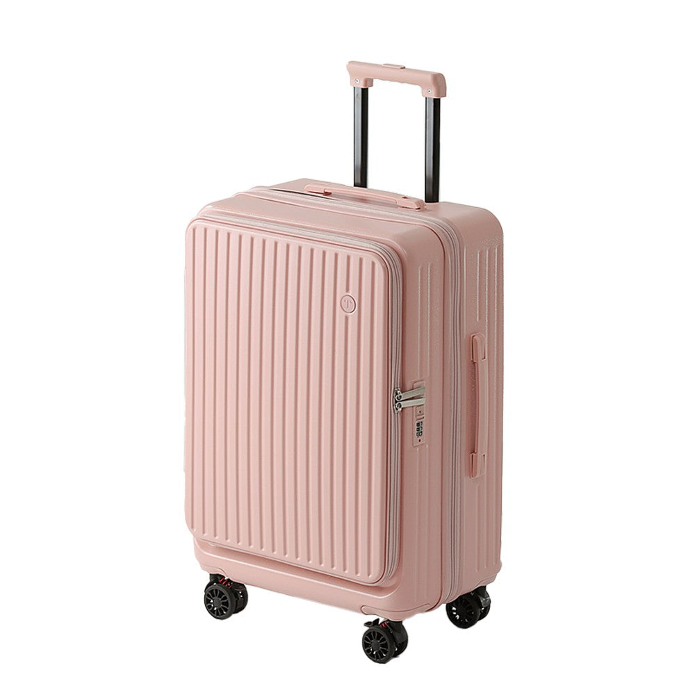 Mala de Viagem Grande Capacidade Expansível Multifuncional Abertura Lateral Case de Bordo Suporte para Copo Rodas com Freio Amortecedor