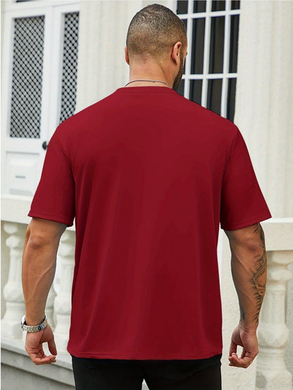 Men's summer 100% pure cotton fashionable casual sports wide pine pattern printed sports round neck short sleeved T-shirt top