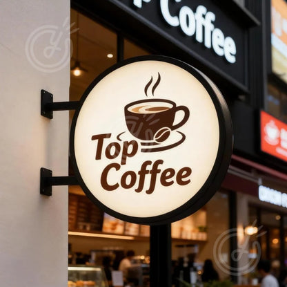 Custom Double Sided Coffee Sign LightBox Advertising LED Light Up Outdoor Business Signage Display Art Deco Wall Waterproof Logo