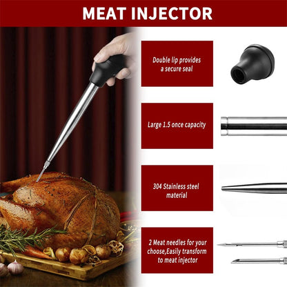 Flavor Needle BBQ Meat Syringe Marinade Turkey Baster Needle Set Kitchen Cooking Pork Steak Meat Sauces Barbecue Seasoning Tool