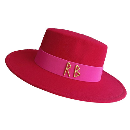 Fedora Chapéu de Copa Reta Chapéu de Outono/Inverno Chapéu RB Britânico Francês Chapéu de Copa Reta Chapéu Punk Jazz Chapéu de Aba Larga Gorras ??