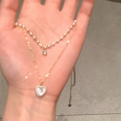 Colares com Pingente em Forma de Coração e Asas de Anjo Cor Prata Zircônia Cúbica 5A Estilo Minimalista Corrente na Clavícula Joias Femininas e para Meninas