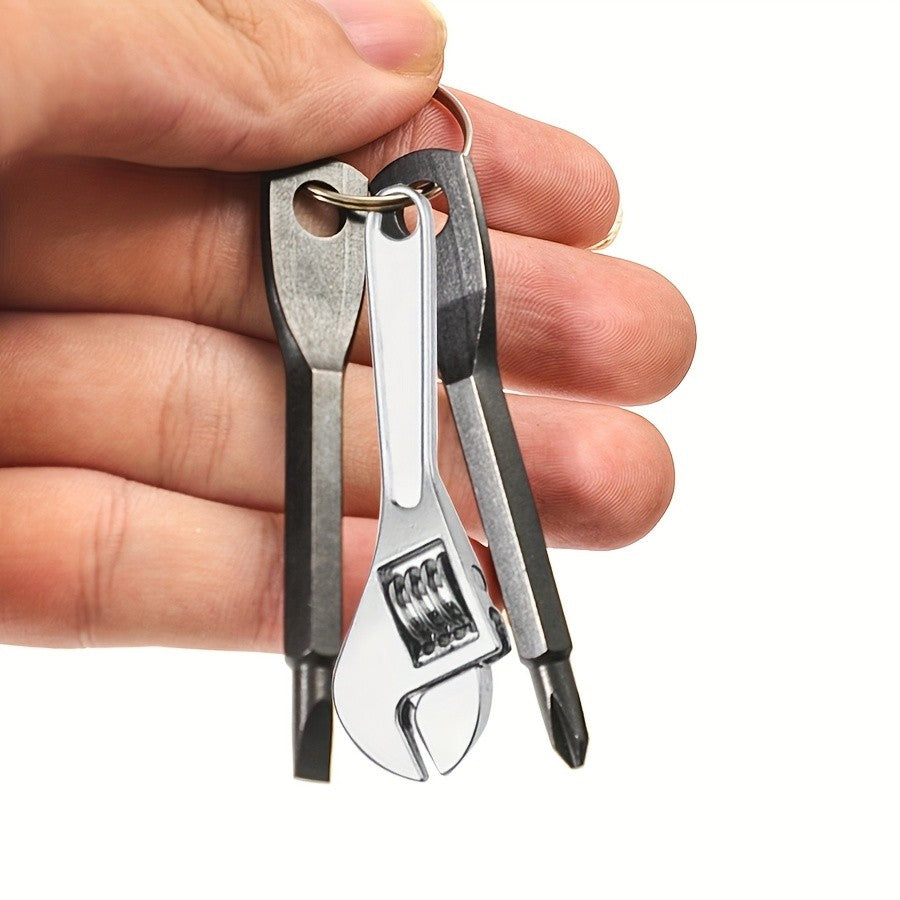 Conjunto de chaves de fenda portáteis mini de 3 peças, chaveiro multifuncional com mini chave inglesa - adequado para ferramentas de reparo de bicicletas e motocicletas