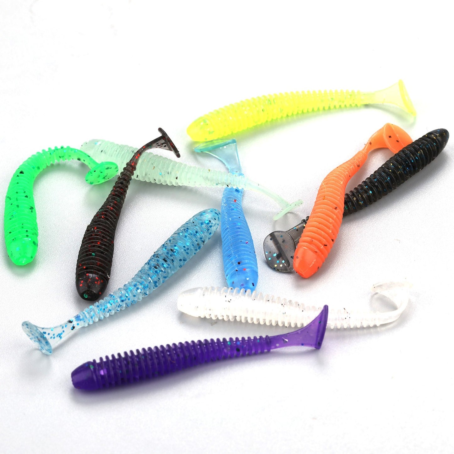 Sougayilang 10/50/100PCS Iscas Macias 5cm 0.6g Iscas Artificiais Realistas Wobblers Iscas Macias Silicone Carpa Pesca Iscas Macias