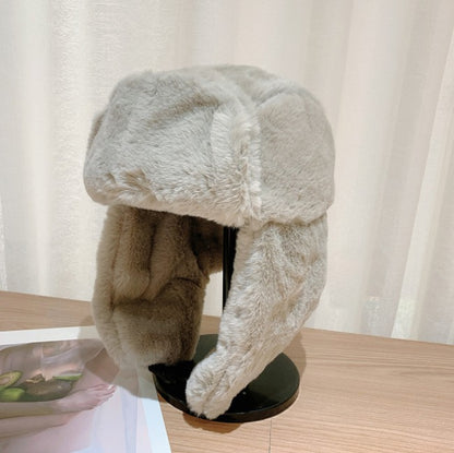 Gorros Femininos de Inverno Quentes e Grossos Estilo Russo, Moda Coreana Ushanka, Chapéu de Aviador com Protetor de Orelha, Chapéu Bomber Feminino Ajustável, Tendência