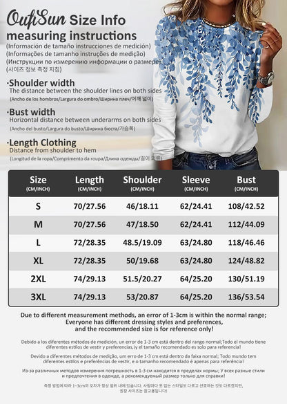 Outdoor Women's T-Shirt Casual Long Sleeve Pattern Print Street Crew Neck Fall Female Oversized Clothing Fashion T Shirts