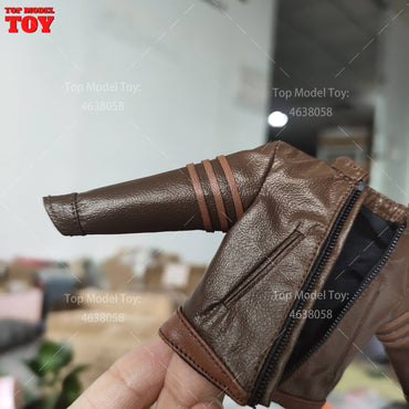 Jaqueta de Couro Marrom em Escala 1/12 Acessório de Roupa Modelo para Bonecos Articulados de 6'' Romankey Ant Notaman Masculino Soldados