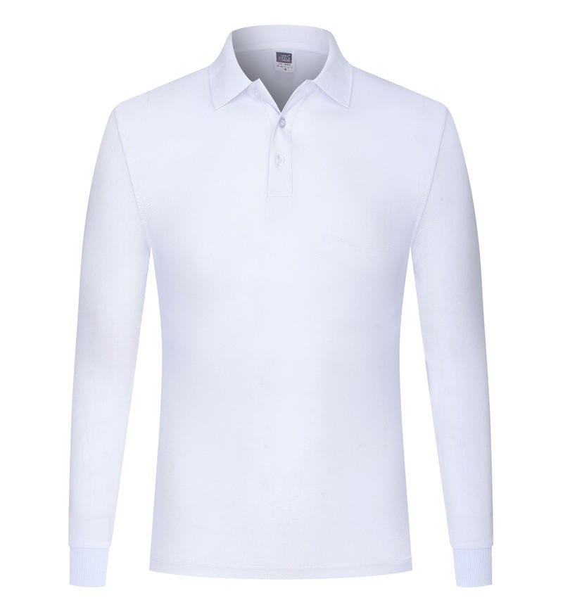 Cotton long sleeved polo shirt, men's and women's breathable spring and autumn T-shirt, printed logo embroidery workwear
