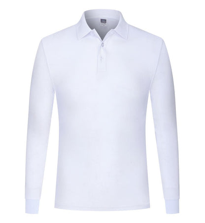 Cotton long sleeved polo shirt, men's and women's breathable spring and autumn T-shirt, printed logo embroidery workwear