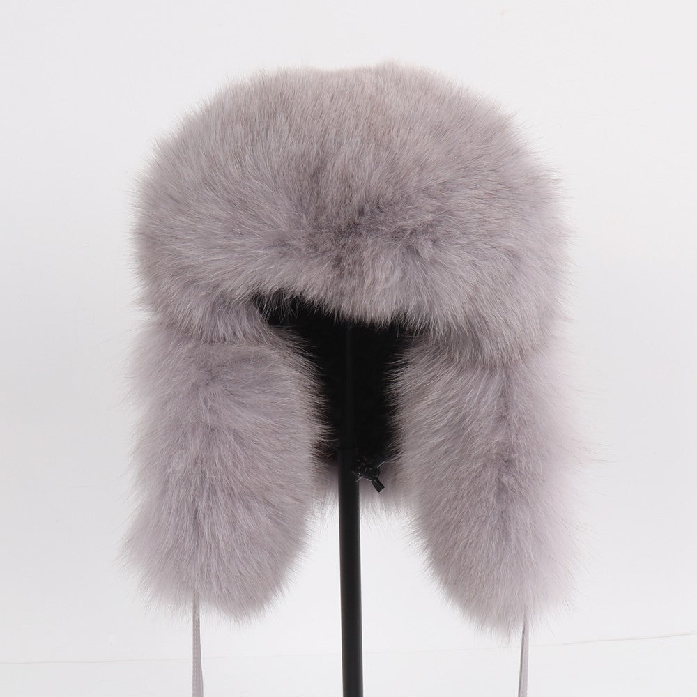 2025 Novo Chapéu Feminino Ushanka Russo de Pele de Raposa Natural Inverno Grosso Quente Orelhas Moda Chapéu Bomber Senhora Gorro Genuíno de Pele de Raposa Real