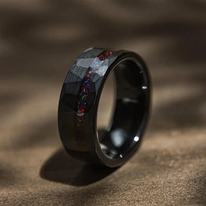 Anéis de Tungstênio Preto 8MM anéis de compromisso masculinos de moda joias masculinas alianças de casamento opala anéis de noivado presente