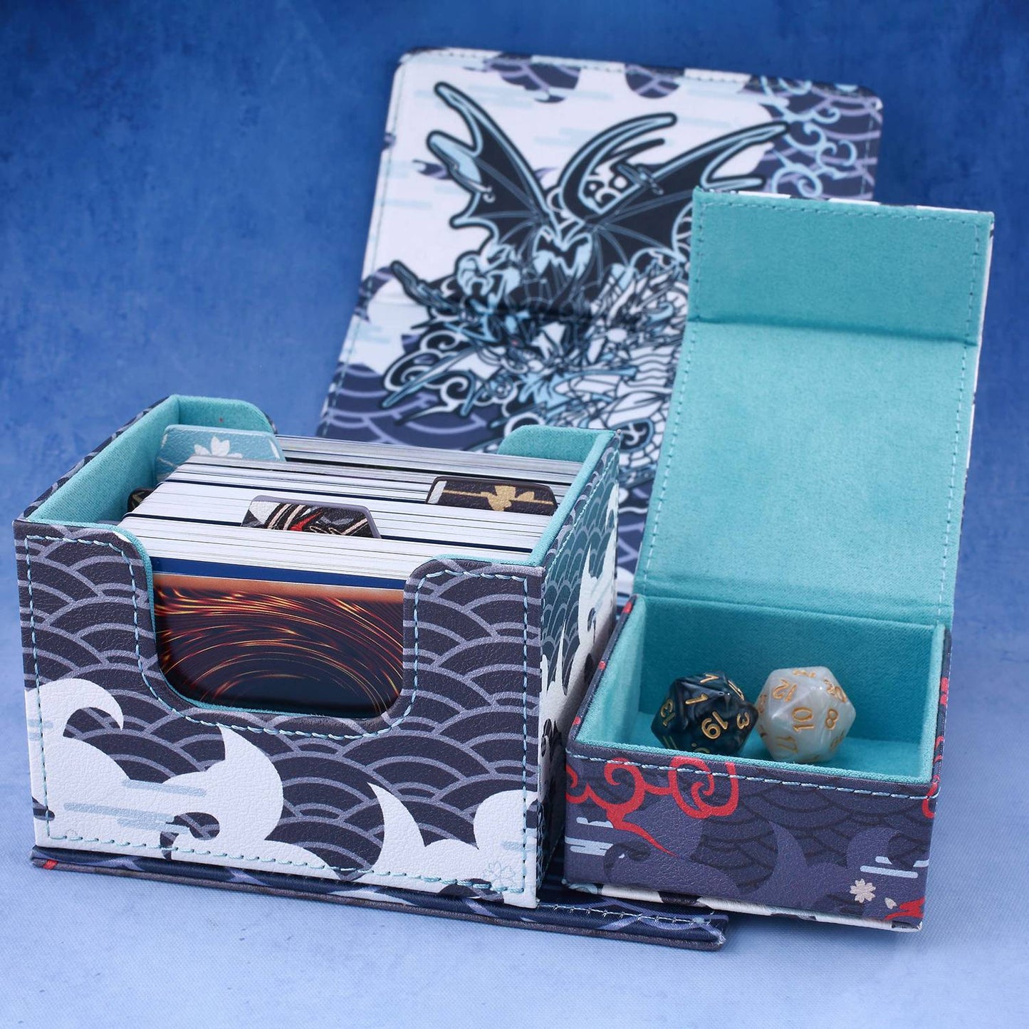 Diviner Dragons Chi Deck Box Dicewinder para YGO, comporta 100 cartas com double-sleeve, Caixa de Armazenamento de Cartas com Bandeja de Dados para TCG MTGames PTCG