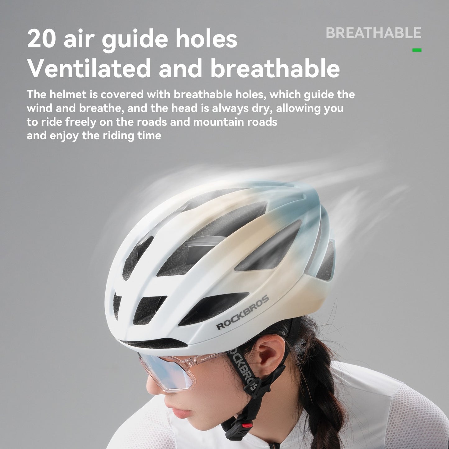 Capacete de Ciclismo ROCKBROS Leve Respirável Antibacteriano Integrado Ajustável com Fivela Magnética Capacete de Segurança