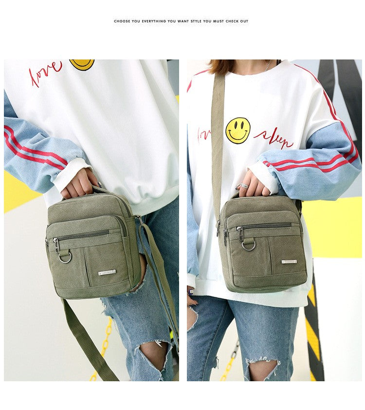 Canvas Shoulder Bag Men's New Korean Style Canvas Messenger Bag Outdoor Leisure Travel Portable Shoulder Bag Purse Handbag