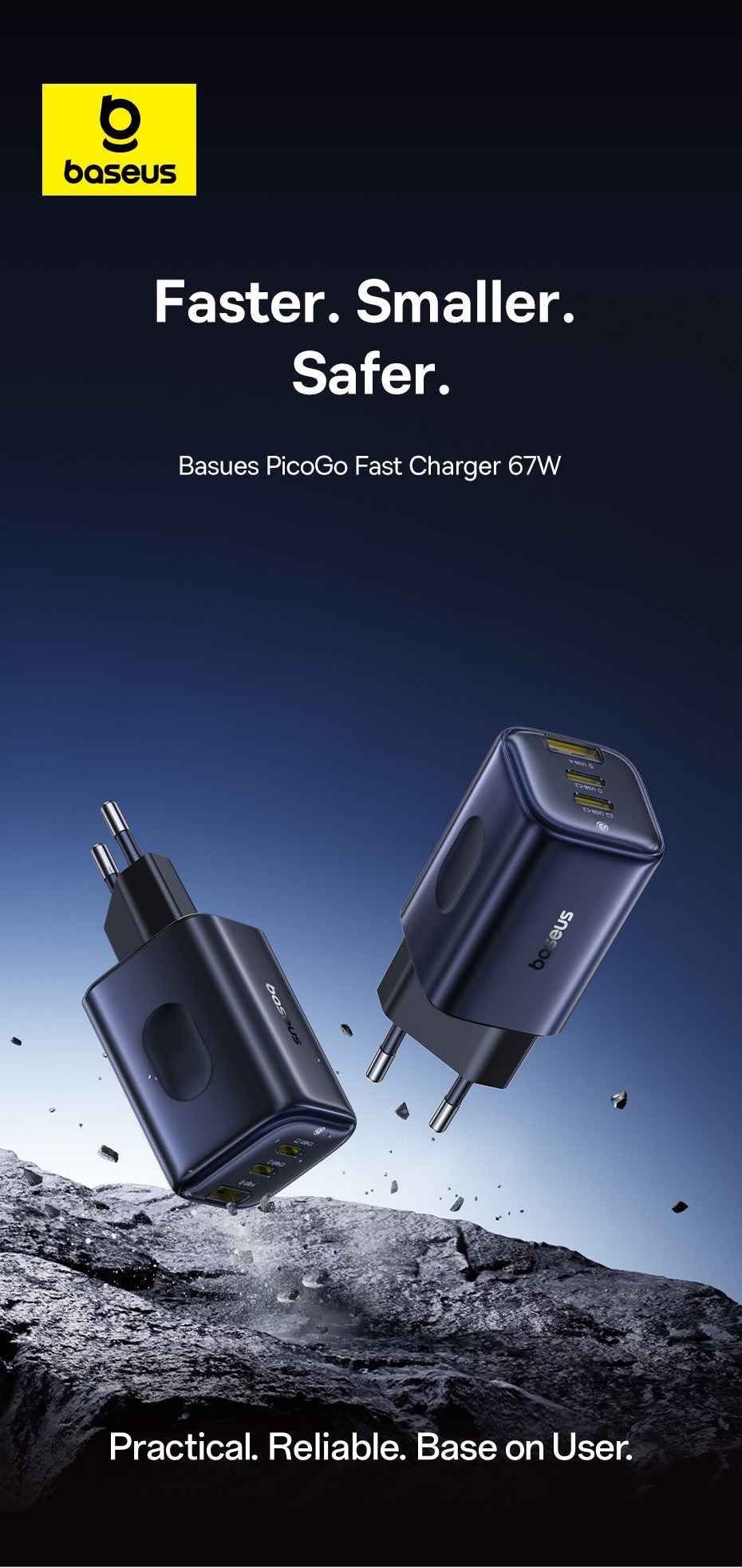 Baseus Picogo 67W GaN Charger PD Charger Type C USB Charger Fast Charging Phone Charger For iPhone 17 16 Travel Charger Portable