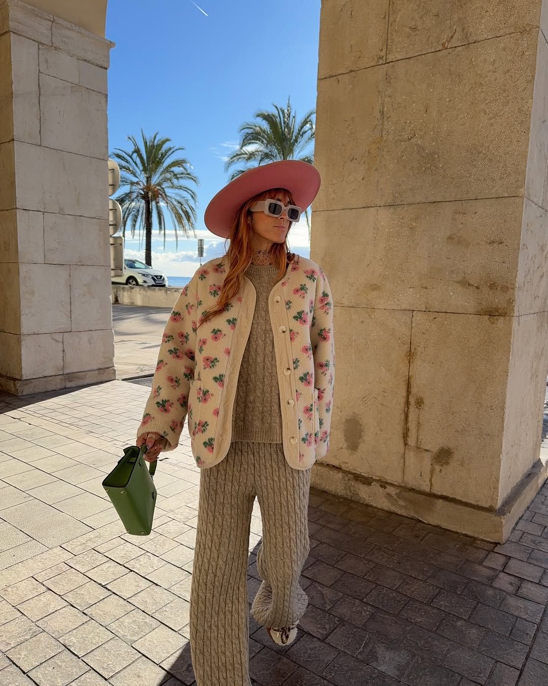 Casual Printed Short Fleece Jacket Women Fashion Round Neck Single Breasted Pocket Loose Jackets Lady Daily Commute Office Coat