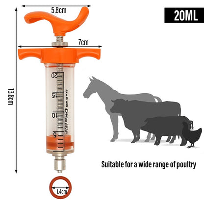 Seringa de alimentação de aves, ratos e papagaios – Injeção de vacina ajustável com tubo reto de 10 ml/20 ml para ferramentas veterinárias