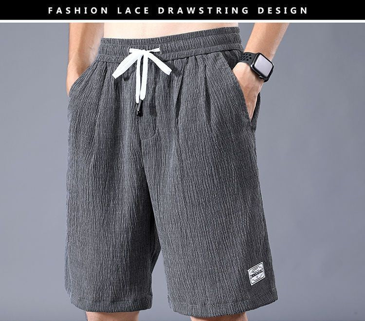 Sleeping Pants Ice Silk Shorts Men Casual Shorts Loose 5-Minute Pants Solid Youth Home Shorts Elastic Waist Large Pajama Pants