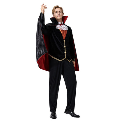 Adult Gothic Vampire Costume Set, Vampire Witch Role-Playing Outfit with Cape for Halloween Family Parties and Costumes