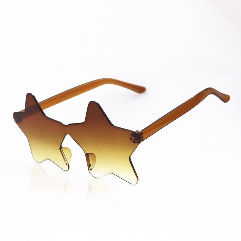Star Shaped Sunglasses Rimless Colorful Transparent Glasses for Women Men Festival Birthday Cosplay Beach Summer Party Supplies