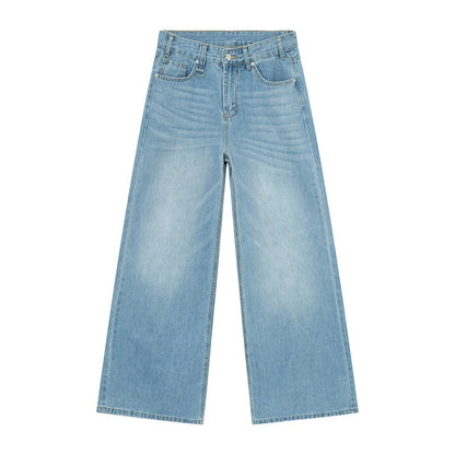 IEFB Calça Jeans Masculina de Verão Azul Velho Lavada Jeans Masculino Reta Casual Masculina Solta Perna Larga Novidade Moda 9C354