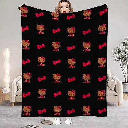 Manta Kawaii Hellos Cat para Joelhos, para Sala de Estar, Decorativa para Cama, Decoração de Quarto, Colcha para Casa, Manta para Sofá, Inverno