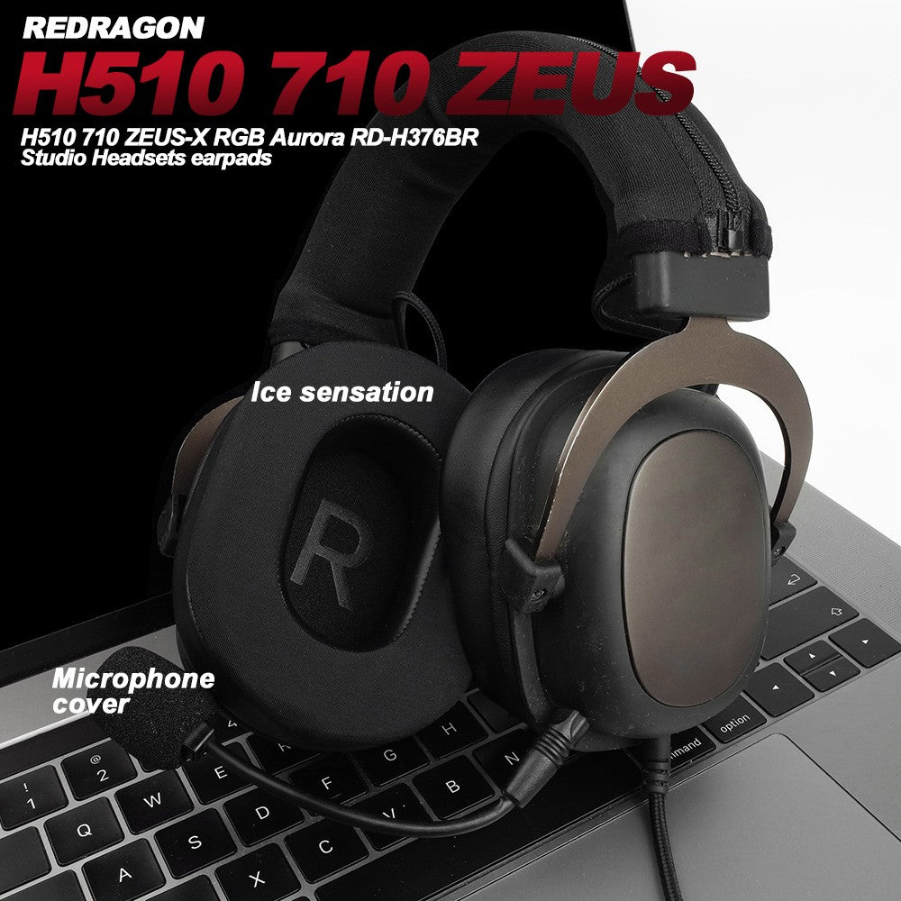 Earphone pads For REDRAGON H510 710 ZEUS-X RGB replacement Earpads headphones Earmuffs Soft cloth Memory Covers Sponge  Protein