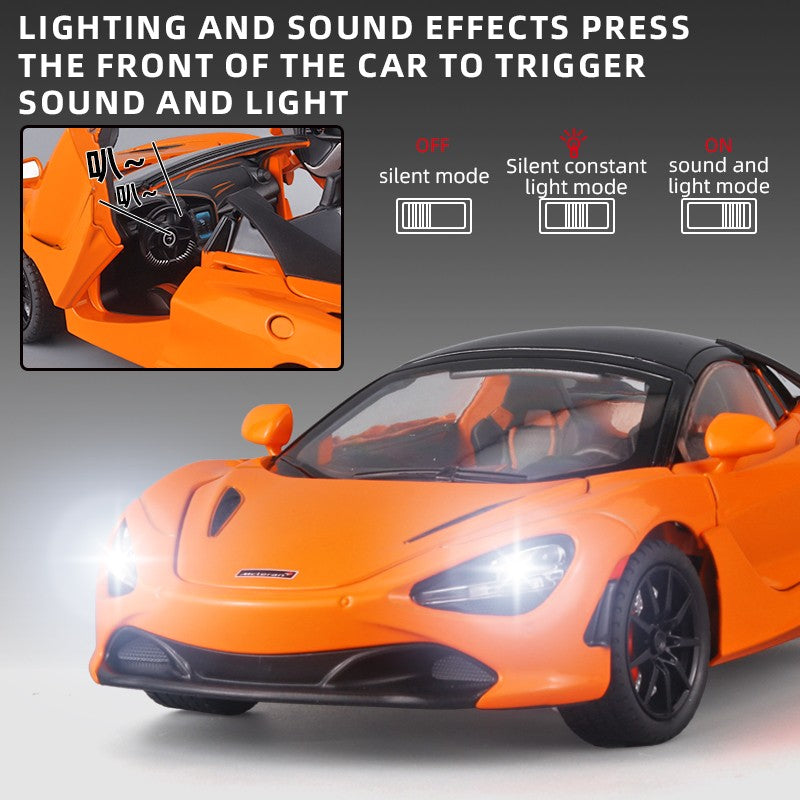 Mclaren 720s 1:24 Super Carro Esportivo Som e Luz Miniaturas Liga Fundido Modelo de Carro Presentes Para Namorado Brinquedos Para Crianças Presente Metal