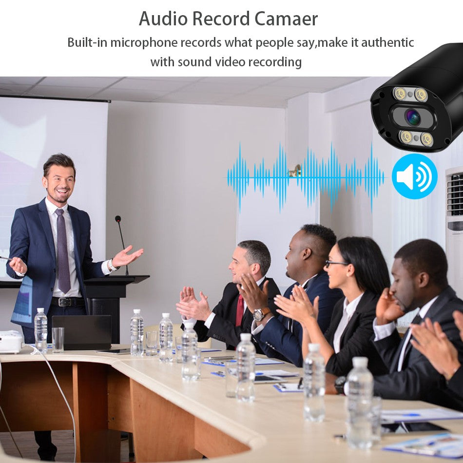 UltraHD 4K 8MP Outdoor Security IP Turret PoE Camera Onvif 3840x2160 100ft Double light Human Detection Color Full Night Vision