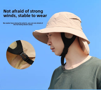 UPF50+ Men Surfing Hat Wide-brimmed Surf Cap Men Hat Breathable Brim Sunshade Quick-drying Beach Cool Cap Windproof Bucket Hat