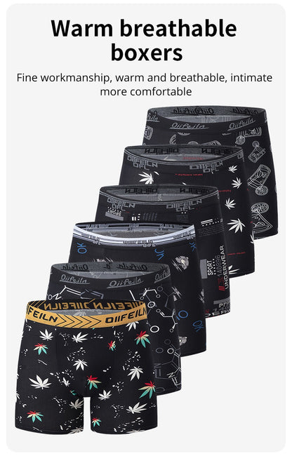 5/7/10 Pcs Men's Long Sports Parent-child Underwear Teenagers To Adults Multi-size Mix And Match Boyshort Elastic Waist Shorts