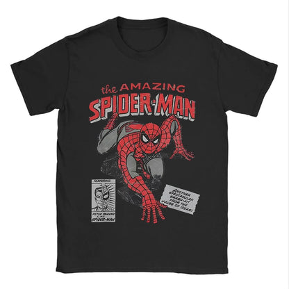 Vintage Spider-Man Comic Retro Comic Men Print T Shirts Merch Spiderman Loose Tees for Men Women Cotton Harajuku Y2k T-shirts