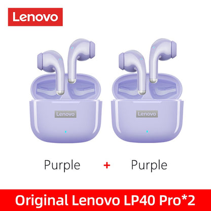 Fone de Ouvido TWS Original Lenovo LP40 Pro 100% Sem Fio Bluetooth 5.1 Esportivo com Redução de Ruído Controle de Toque 250mAh Novo 2022