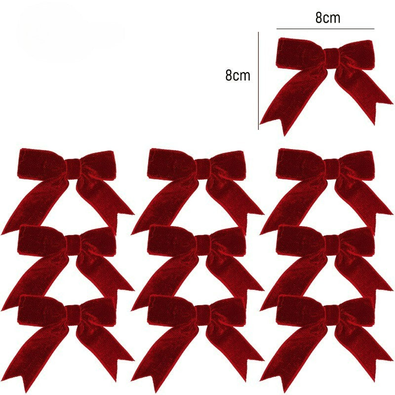 10/100x Red Christmas Bow Velvet Christmas Wreath Bow Christmas Tree Topper Bows Garland Hanging Ornaments DIY Craft Party Gifts