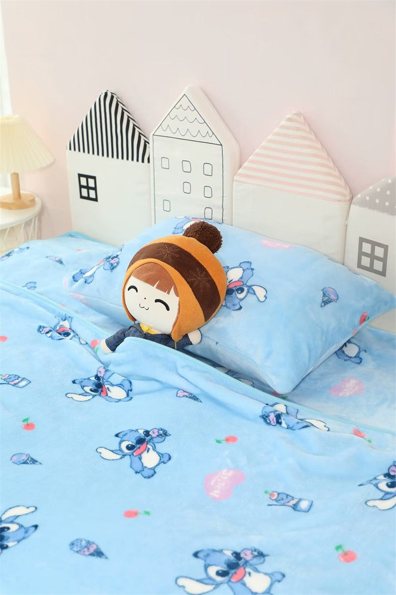 Manta Fofa do Stitch, Manta Quente de Flanela, Fronha com Estampa Estilo Japonês, Colcha para Quarto, Sofá, Cama de Menina