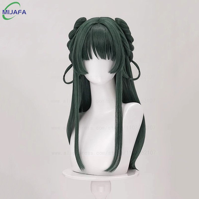 Peruca Cosplay Maomao de Alta Qualidade The Apothecary Diaries Verde Escuro Resistente ao Calor Cabelo Sintético Festa Anime Perucas Mao Mao + Touca de Peruca