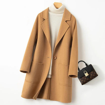 Autumn Winter Girls Fashion Mid-Long Jackets Female Casual Woolen Blends Coats Clothes Lady Korean Fashion Designer Coat
