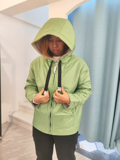 Fenggejiwo women's silk camel velvet baseball jacket casual silk jacket solid color double-sided jacket