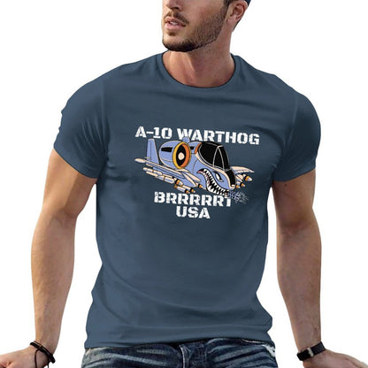 A-10 Warthog USA Flag Military Airplane A10 Thunderbird Gear T-Shirt man graphic t shirt T-Shirt