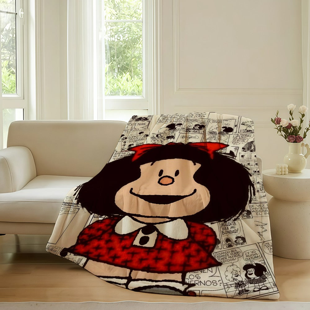 Cartoon cute Mafaldas World Blanket For Sofa Office Bed Plane Travel Sleep Read Relax Camping Soft And Warm