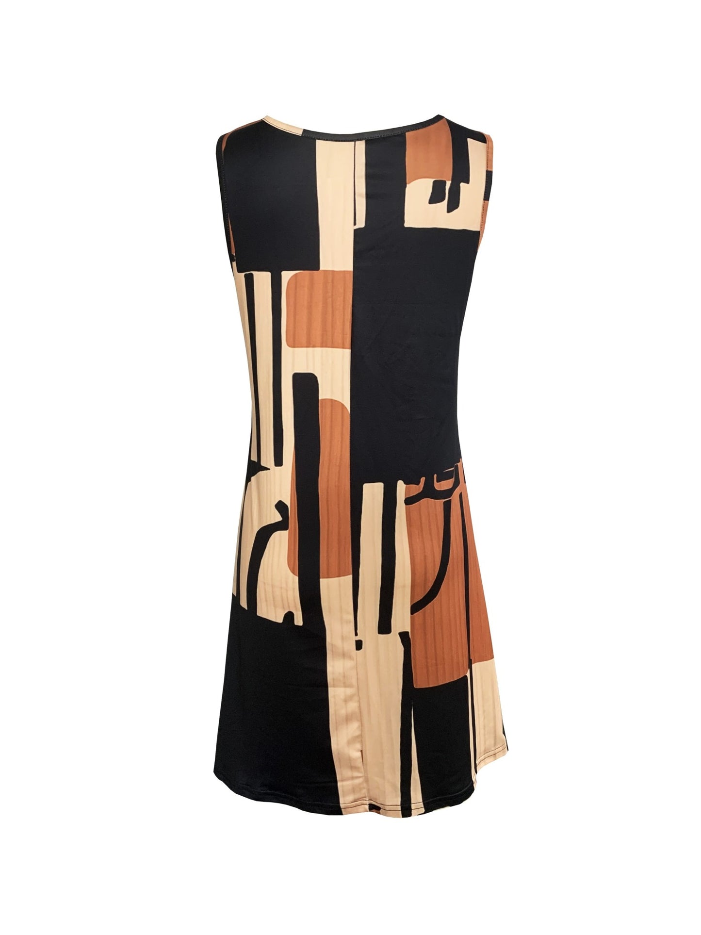 Spring&Summer Women's Geometric Pattern Sleeveless Dress For Summer Vacation,dre