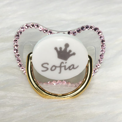 MIYOCAR custom any name can make gold bling Rhinestone pacifier dummy white BPA free dummy bling baby shower gift PW-W