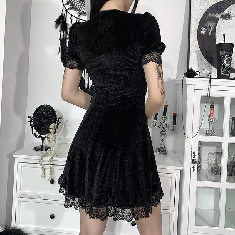 Dark Halloween Lace Dress Punk Trend Sexy Evening Dress Suspender Skirt For Women