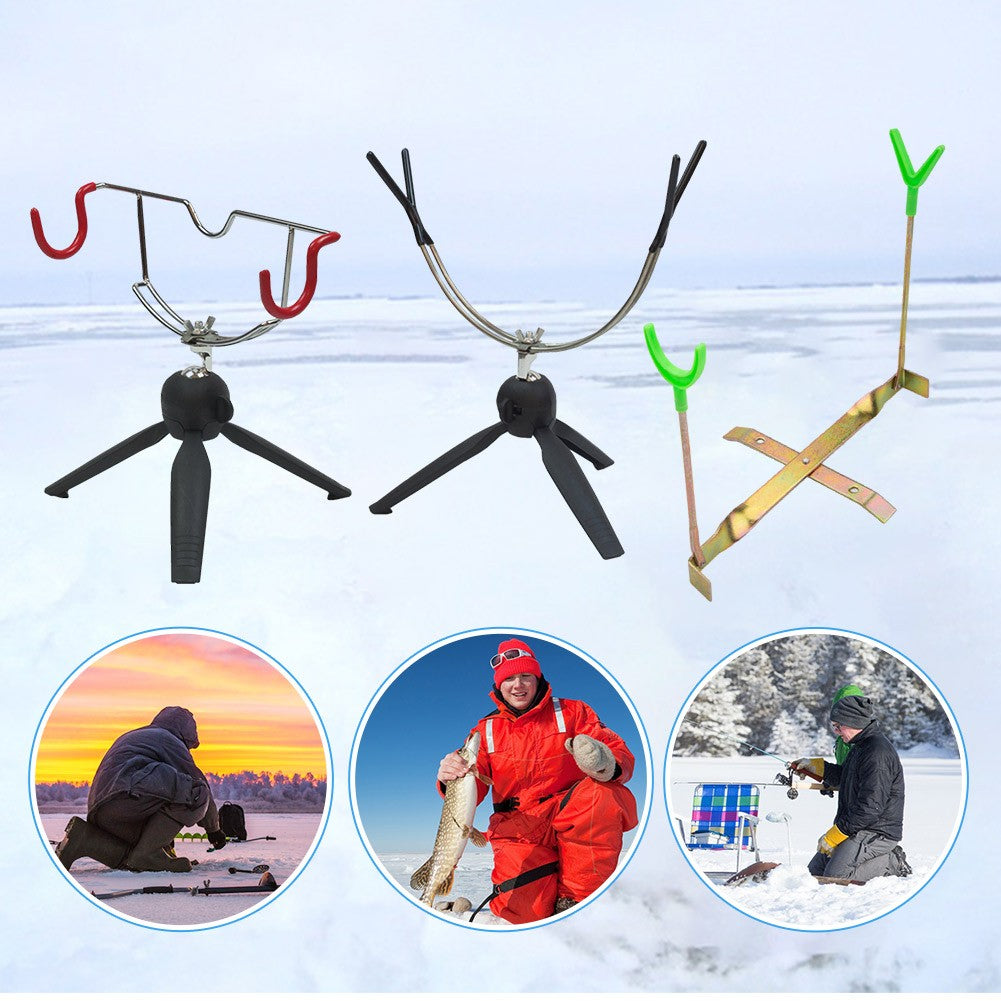 Suporte de Vara de Pesca de Gelo Dupla Cabeça Suporte Portátil para Vara de Pesca de Gelo Fácil Instalação Suporte de Vara de Inverno para Equipamento de Pesca de Inverno Mar