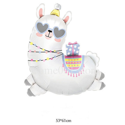 Cute Cartoon Alpaca Whale Animal Aluminum Film Ballons for Children's Birthday Party Decoration Balloons Baby Shower Photo Props