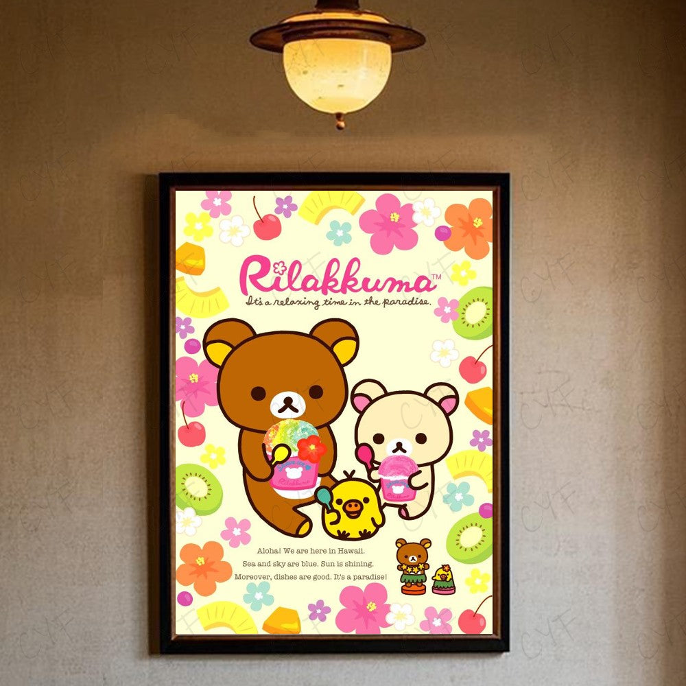 Cute Cartoon Anime R-Rilakkuma Poster High Quality Wall Art for Home Office Bedroom Living Room Hallway Bar Perfect Gift Idea